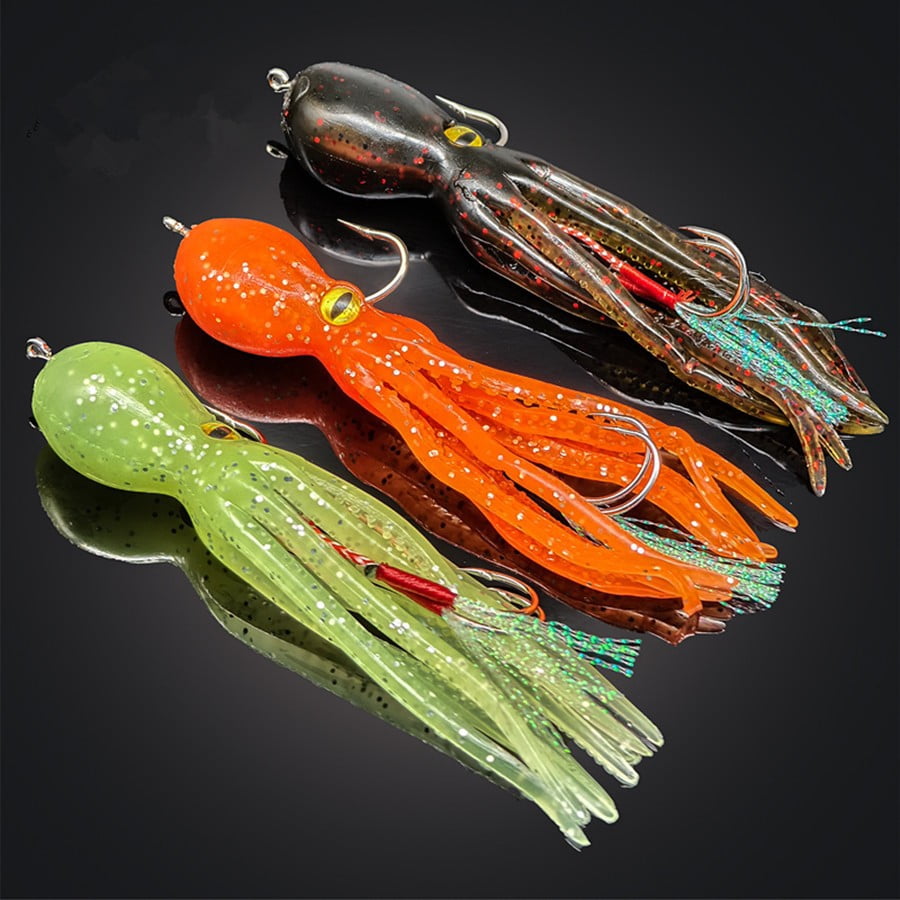 3PC Durable Fishing Lures Jigs For Sea Bass Octopus Soft Lures, Heavy Duty Salmon, Trout Lead