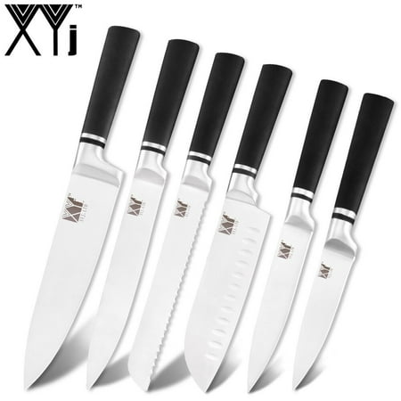 XYj Stainless Steel Kitchen Knife Set Sharp Blade Black Handle Popular Kitchen Knives Meat Fish Sushi Kitchen Accessories