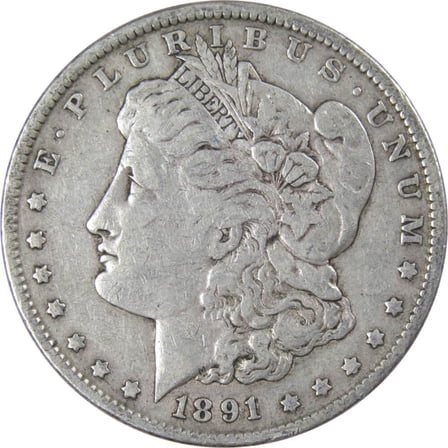 1891 Morgan Dollar F Fine 90% Silver $1 US Coin Collectible