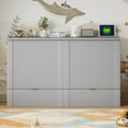 thumbnail image 2 of Queen Size Solid and Stable Murphy Bed with Drawer and a Set of Sockets & USB Ports, Pulley Structure Design (Gray), 2 of 16