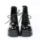 thumbnail image 5 of Zapatos de mujer Moda Punta redonda Tacón de cuña Barril bajo con cordones Botas brillantes de charol Wmkox8yii  sa2441, 5 of 9