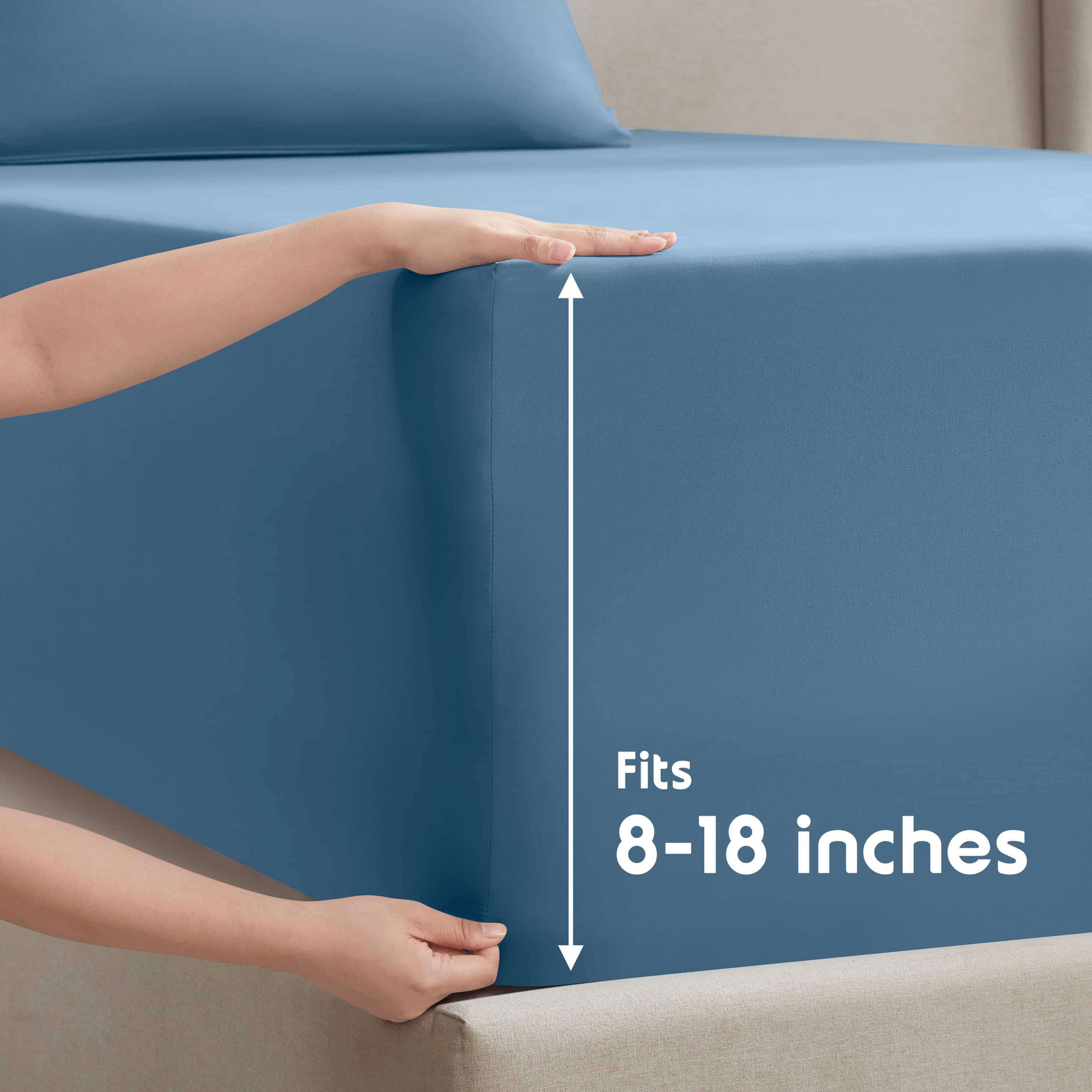 Lammaloe Split King Sheets Set, Hotel Style Deep Pocket 5 Piece Bed Sheets, Luxury Soft Microfiber Sheet Sets, Blue Heaven