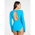 thumbnail image 3 of Time and Tru Women's and Women's Plus Size One Piece Rash Guard Swimsuit with Long Sleeves, Sizes XS-3X, 3 of 5