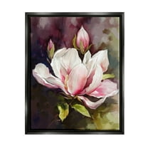 Stupell Industries Budding Pink Lilies Botanical & Floral Painting Black Floater Framed Art Print Wall Art, 25 x 31
