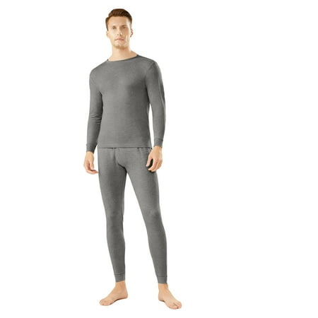 Fshiont Thermal Underwear for Men Long Johns Fleece Lined Base Layer Set Hunting Gear Cold Weather Top Bottoms Shirt Pants Dark Gray XL