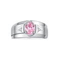 thumbnail image 1 of RYLOS Men's Rings 14K White Gold Classic 7X5MM Oval Gemstone & Diamond Ring Pink Ice October Birthstone Rings For Men, Gold Rings Size 13, 1 of 7