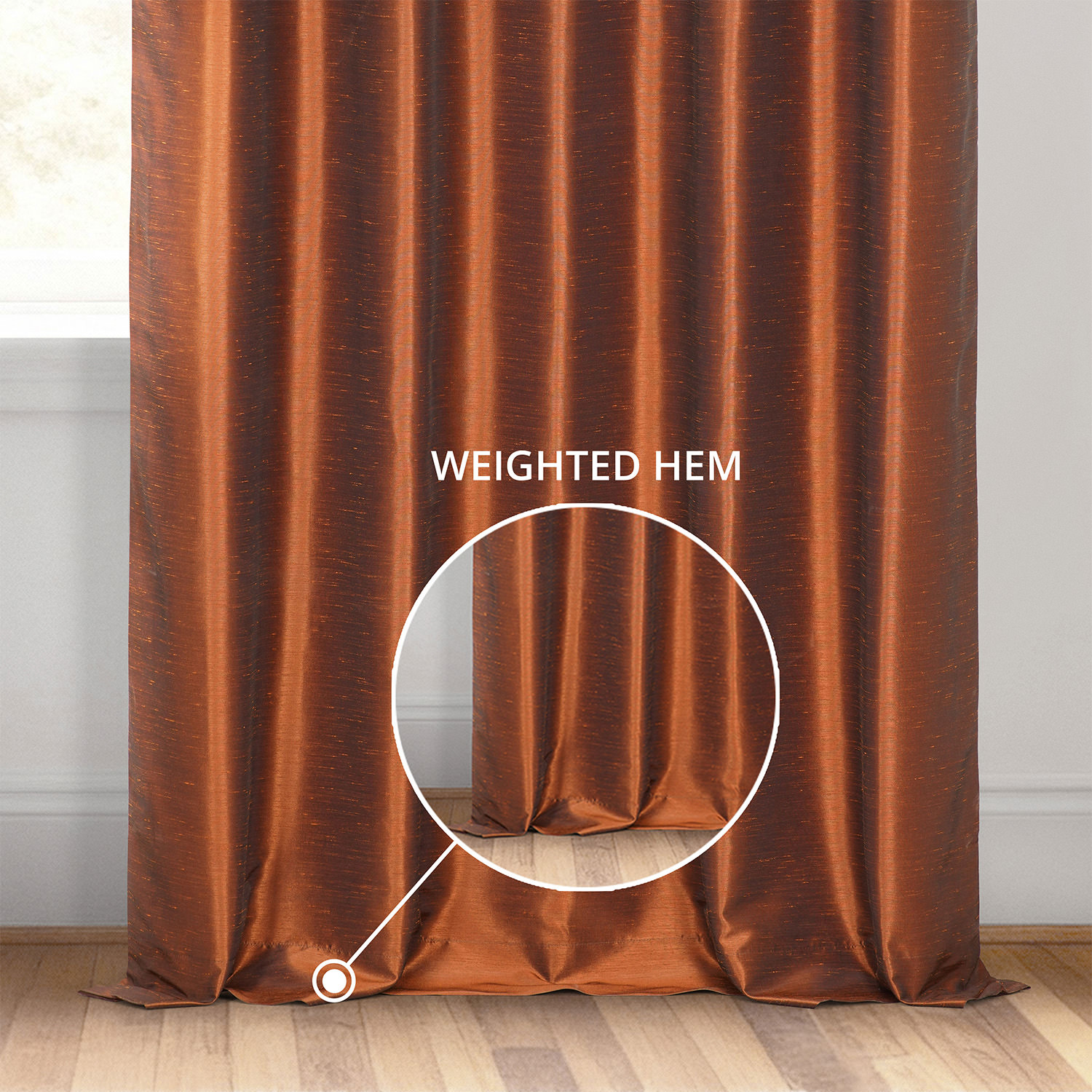 Half Price Drapes Copper Kettle Faux Dupioni Silk Blackout Curtains for Bedrooms (1 Panel),50WX 120L