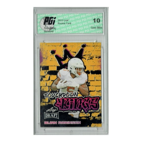 Bijan Robinson 2023 Leaf Football #95 Gold SP TD Kings Rookie Card PGI 10