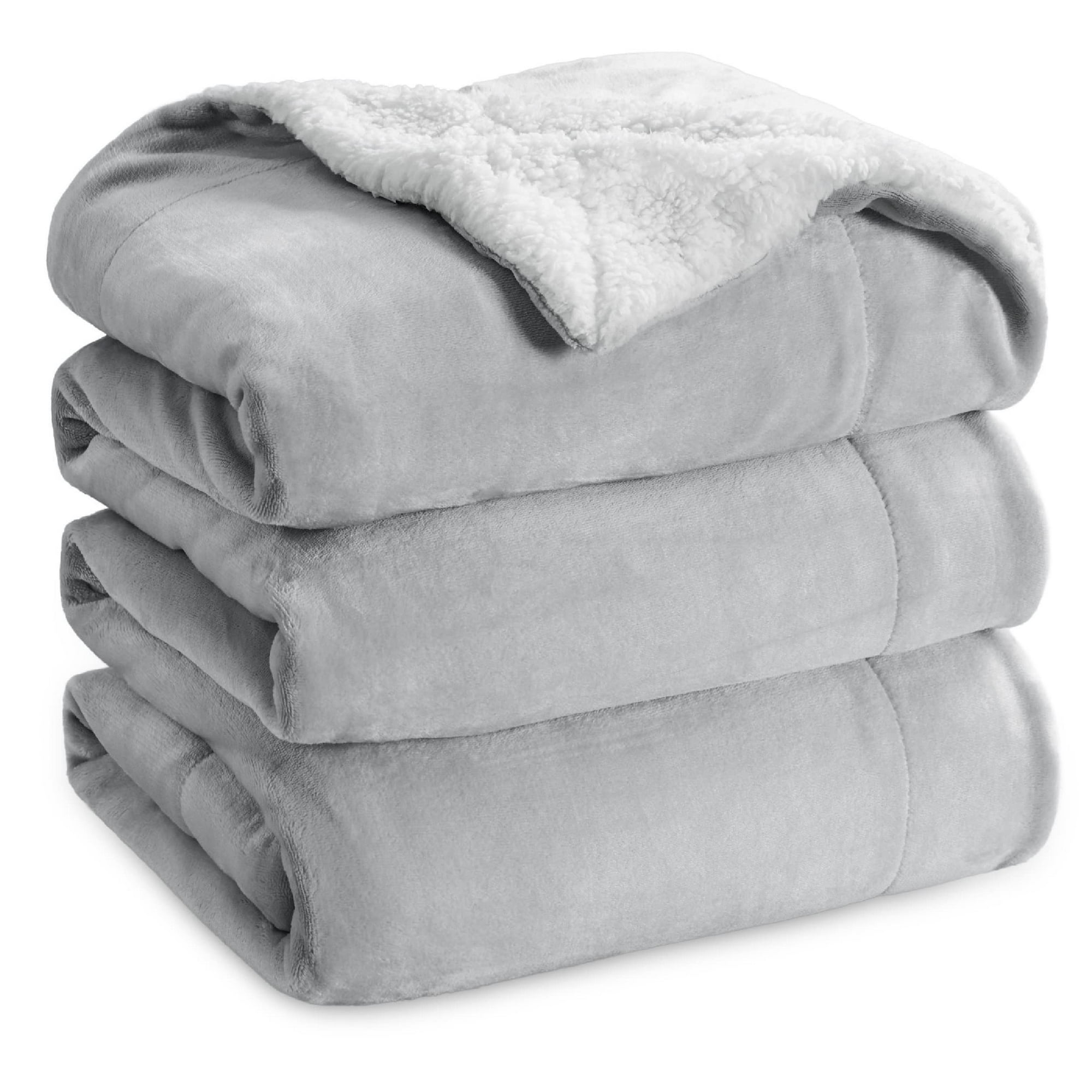 Bedsure Sherpa Fleece King Size Blanket for Bed Thick and Warm for Winter Soft and Fuzzy Large Blanket King Size Light Grey 108x90 Inches Walmart