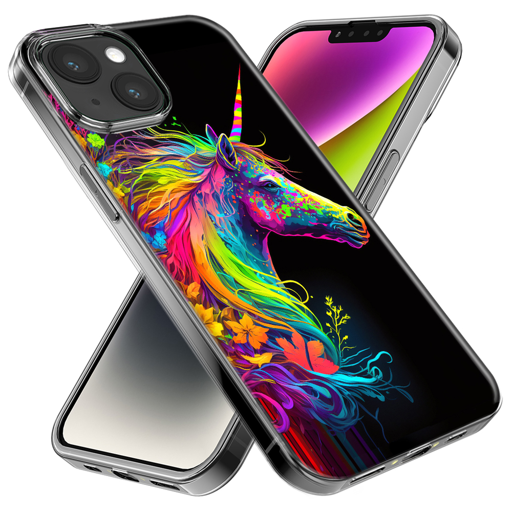 レインボー Apple iPhone Xs MUNDAZE Apple iPhone XS Max Neon Rainbow Glow Unicorn Floral