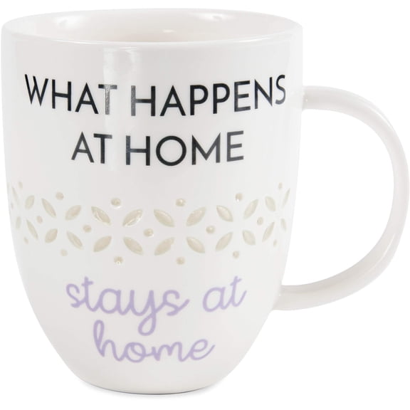 Pavilion Gift Company - Drink Decor 24 oz Stays at Home Pierced Porcelain Cup