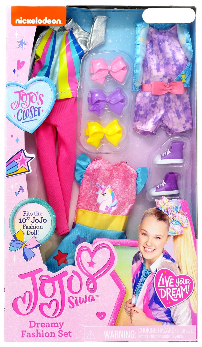 JoJo Siwa Outfits for 10 Inch Fashion Dolls Includes 3 Outfits 3 Bow Barrettes 1 Pair of Shoes