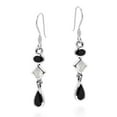 thumbnail image 3 of AeraVida Geometric Shapes Black Onyx and Shell in Sterling Silver Fishhook Dangle Earrings, 3 of 5