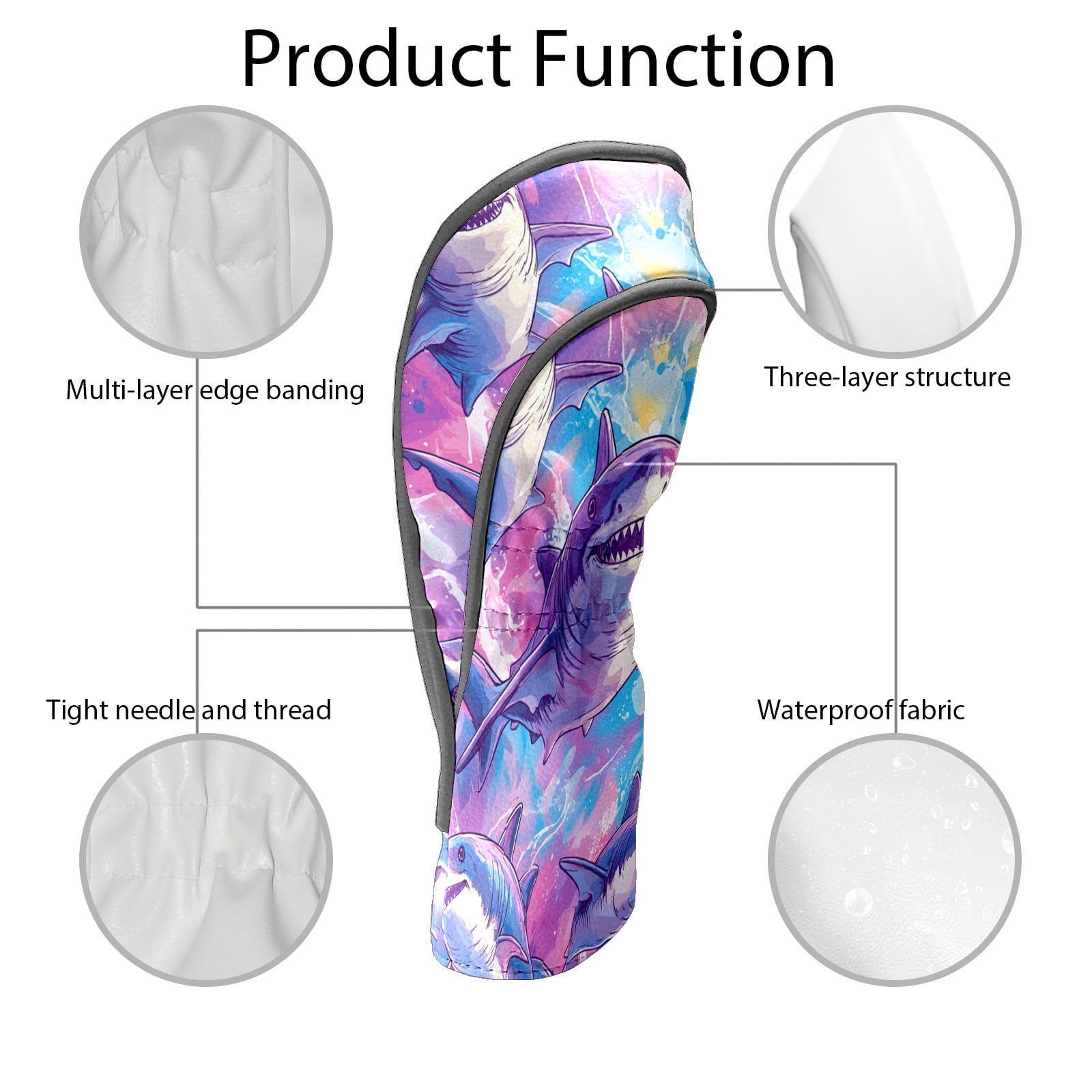 Golf Club Covers PU Leather Waterproof Head Covers for Fairway Woods Hybrids