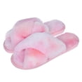 thumbnail image 4 of Naierhg 1 Pair Women Slippers Colorful Plush Non-slip Deodorant Anti Skid Keep Warm Winter Cross Fluffy Slippers for Indoor for Home Dark Pink, 4 of 8