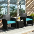 thumbnail image 3 of Costway 3PCS Patio Wicker Furniture Set Storage Table W/Protect Cover Turquoise, 3 of 10