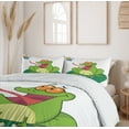 thumbnail image 6 of Ambesonne Frogs Duvet Cover Sets, Funny Animal Catches a Bug, 2-King, Lime Green Multicolor, 6 of 7