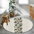 thumbnail image 4 of Retro Magnolia Washable Area Rug&nbsp;4 ft Flower Leaf Classic Beige Wood Grain Texture Soft Round&nbsp;Rugs for Living Room, Non Slip Carpet for Bedroom&nbsp;Entryway Dining Room, 4 of 9