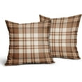 thumbnail image 2 of Set of 2 Brown Plaid Pillow Covers 20x20Inch Grey Cream Buffalo Plaid Tartan Print Winter Decorative Outdoor Pillowcases Farmhouse Rustic Throw Cushion Case Decor for Home Couch Sofa Bed, 2 of 15