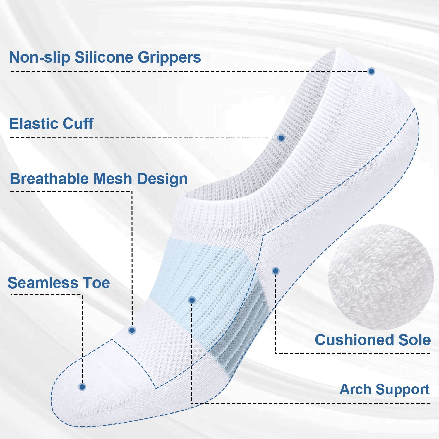 No Show Socks Womens Cushioned Low Cut Athletic Hidden Liner for Sneakers Ankle Invisible Running Socks 4/6 Pairs