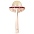 thumbnail image 2 of ANGARA Golden South Sea Cultured Pearl & Ruby Double Halo Ring in 14K Rose Gold for Women | June Birthstone, Birthday, Anniversary, Jewelry Gift for Women | Natural Pearl Ring, 2 of 8