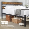 thumbnail image 4 of VECELO 3-Piece Bedroom Sets, Queen Size Metal Bed Frame and 2 Brown Nightstands, 4 of 9