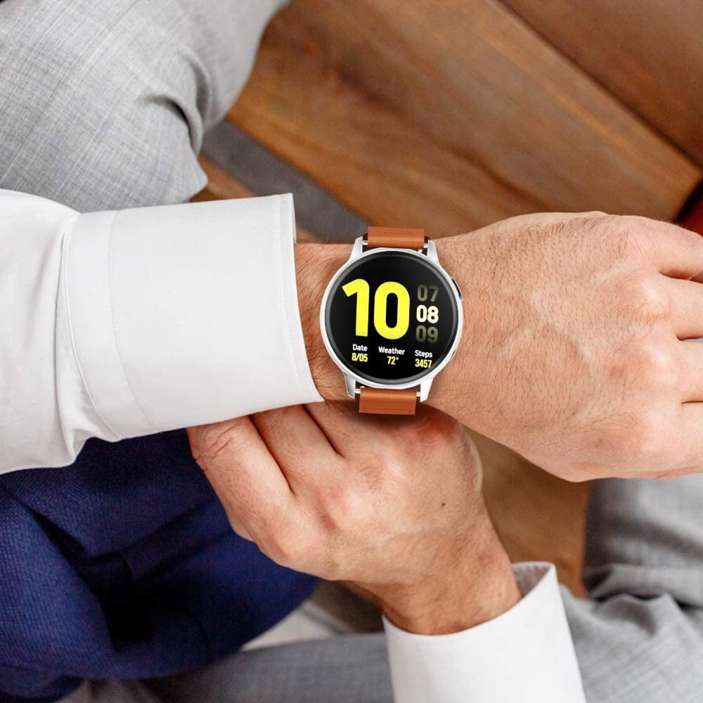 Lonbiaci Band Compatible with Samsung Galaxy Watch 4 40mm/44mm and Classic  42mm/46mm / Galaxy Watch 3 41mm / Galaxy Watch 42mm, 20mm Leather Strap  with Sweatproof Silicone Linner,Orange | Walmart Canada