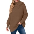 thumbnail image 2 of Qulqfy Cozy Sweaters Women Yellow Pullover Cowl Neck Tunic Sweater Long Sleeve Trendy Knit Shirts Tops for Women, 2 of 5