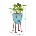 thumbnail image 3 of DecMode Blue Metal Cat Indoor Outdoor Planter with Flower Pattern, 16" x 8" x 19", 3 of 8