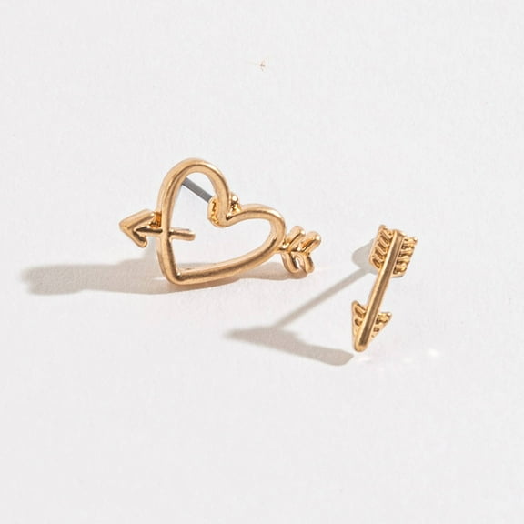 Women's Gold Heart & Arrow Stud Buds Earrings by Howard's