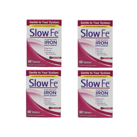 Slow Fe Slow Release Iron Tablets 60 ea (Pack of 4)