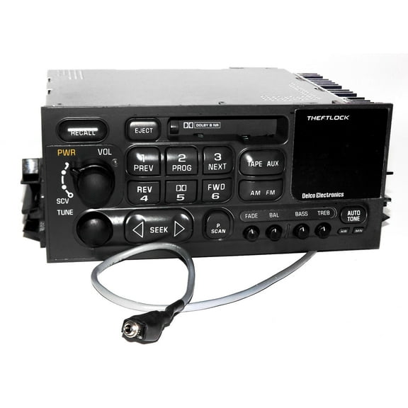 Restored 1995-2002 GMC Chevrolet Cadillac AM FM Cassette Radio w Aux On Pigtail 09354155 (Refurbished)