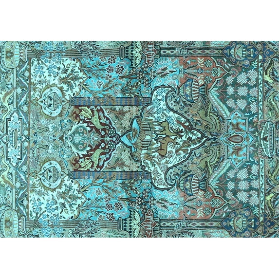 Ahgly Company Indoor Rectangle Persian Light Blue Traditional Area Rugs, 4' x 6'