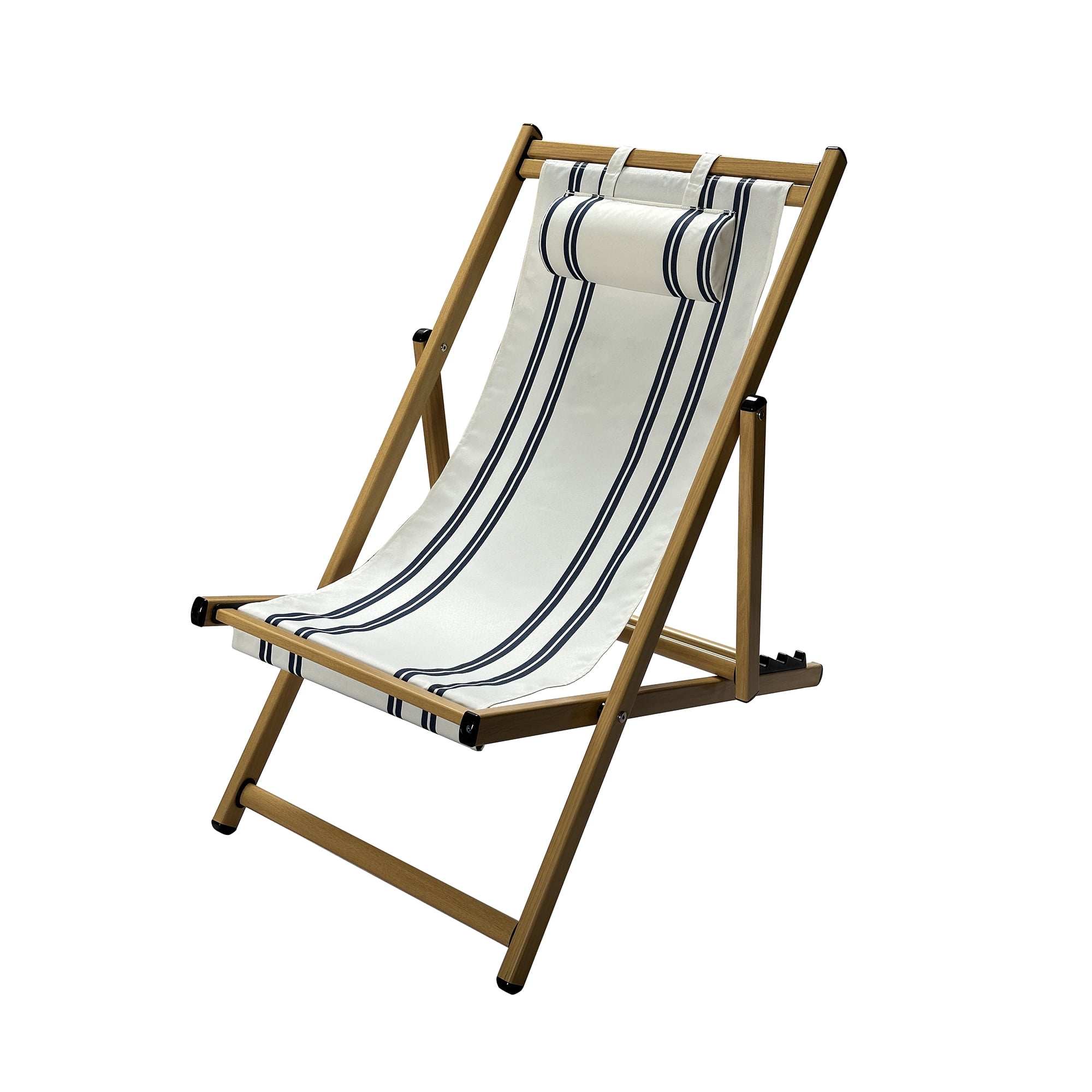 (2 pack) Mainstays Resort Sling Fabric Chair, Beige & Blue Stripe