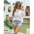 thumbnail image 3 of Zeagoo Crochet Tops for Women Fashion Summer Sweater 2025 Short Sleeve Off Shoulder Knit Pullover Shirts, 3 of 5