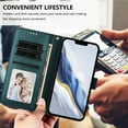 thumbnail image 5 of Wallet Case for iPhone 14 Pro Max, PU Leather Protective Case Wallet with Card Holder/Cash Slot, Flip Kickstand, Wrist Hand Strap, Magnetic Clasp, Shockproof Full Body Phone Cover, Darkgreen, 5 of 12