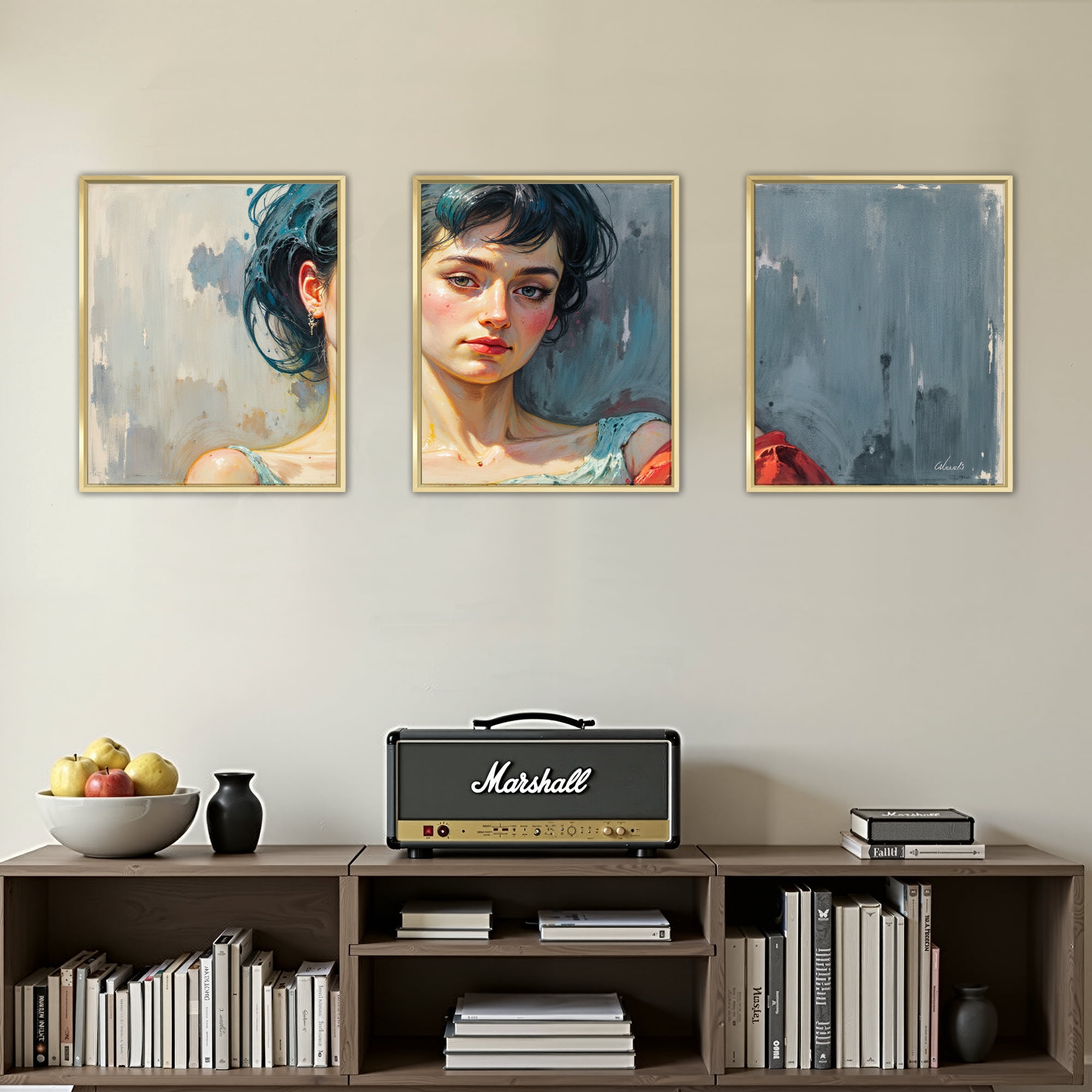 MAYEERTY Modern Abstract Wall Art Painting, Living Room Decor, Glod Aluminum Alloy Frame, 7.87"x9.84"
