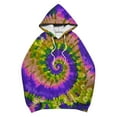 thumbnail image 5 of Sriper Women's Lightweight Tie-Dye Hoodie, Trendy Fleece Liner Pullover with Pocket, Casual Gym Wear, Plus Size Tunic Tops, Winter Clothes, Oversized Comfort Fit, 2025 Seasonal Fashion Purple XL, 5 of 5