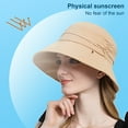 thumbnail image 4 of UDIYO Fisherman Hat Wide Brim Solid Color Foldable Sunscreen Bucket Hat Female Headwear, 4 of 8