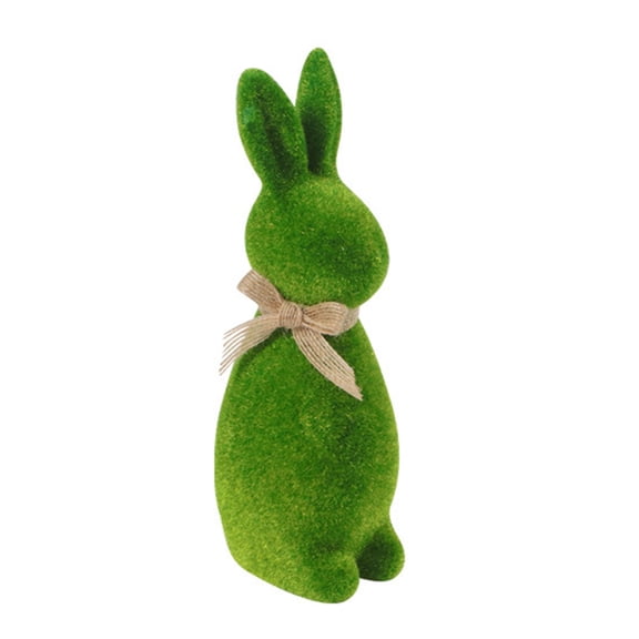 Easter Bunnies Decorations Moss Bunnies Figurine Artificial Flocking Rabbits Easter Decors Sculpture Home Decors