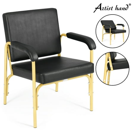 Artist Hand Shampoo Chair Black Gold Salon Recliner Barber Chair