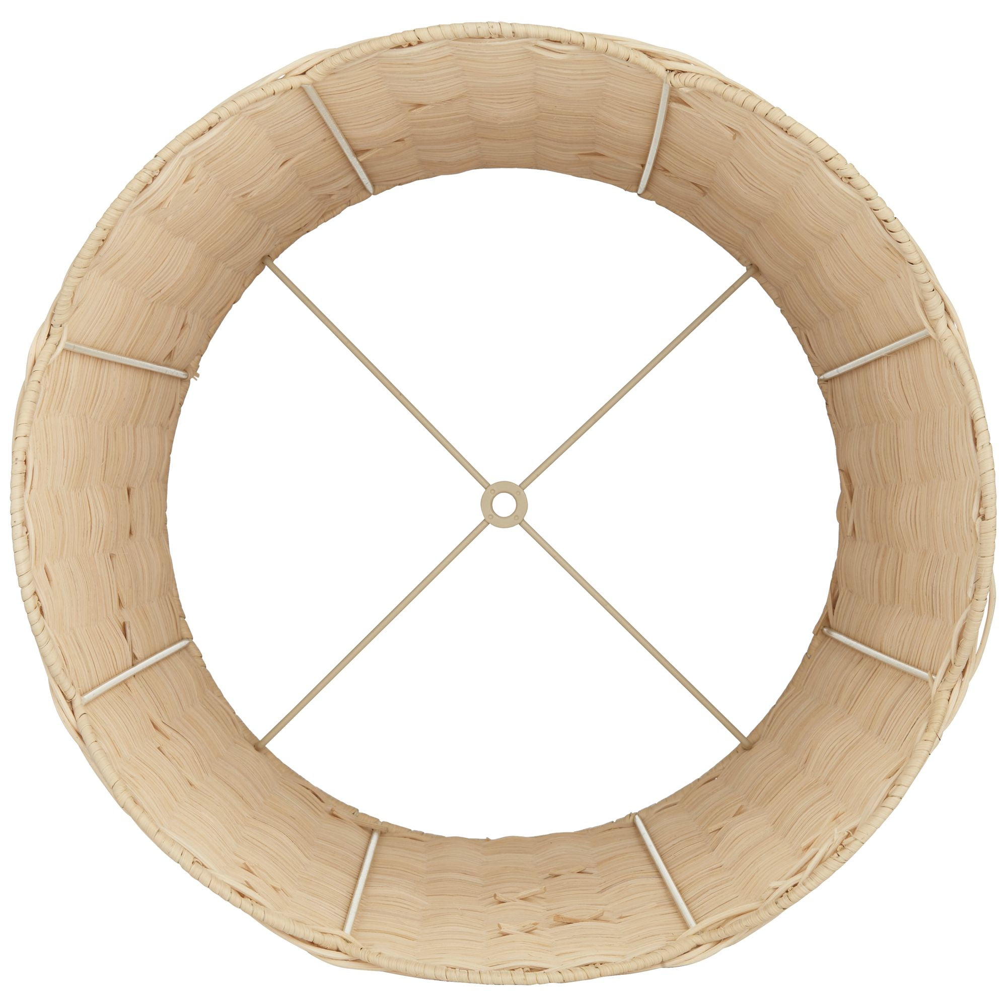 Springcrest 13" Top x 15 1/2" Bottom x 11 3/4" H x 11 3/4" Slant Lamp Shade Replacement Drum Unbleached Rattan Spider Harp Finial