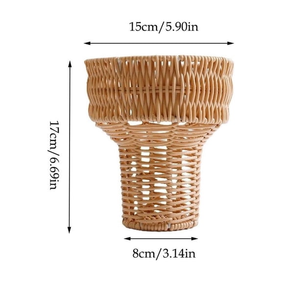 Flower Basket Ice Cream Shaped Wicker Weave Flower Basket Floral Arrangement Vase Home Tabletop Decor Planter Multiuse Decorative Storage Box Decorative Basket