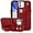 Red, variant on Design for iPhone 11/Eleven Phone Case with Screen Protector Adjustable Wrist Strap Kickstand Credit Card Slot Slim Shockproof Hybrid Rugged Protective Cover for Women Men Girls 6.1 inch Brown