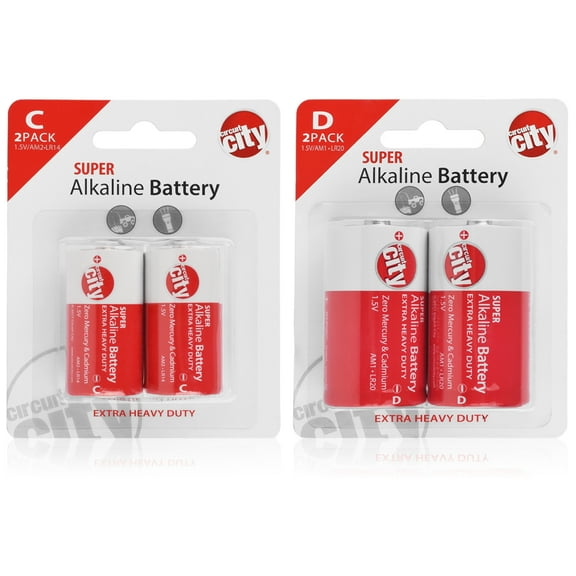 Essential Circuit City 2 C-Cell & 2 D-Cell High Performance  Alkaline Batteries  (4 Total)