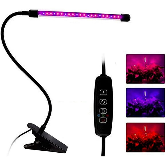 LED Grow Lights for Indoor Plants 20 LED, Plant Growing Lights Full Spectrum Auto ON Off with 3/9/12H Timer, 9 Dimmable Lightness Clip-On Desk Grow Lamp Bulb