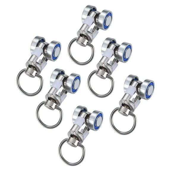 6pcs Metal Bearing Curtain Rollers Ceiling Track Accessories Pulley Hook Roller Set