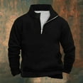 thumbnail image 4 of KaLI_Store Quarter Zip Sweatshirts for Men Long Sleeve Fleece Pullover Lightweight Casual Stand Collar Fall Tops Outdoor Warm Sweatshirts Black,S, 4 of 5