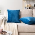 thumbnail image 2 of PAVILIA Teal Blue Throw Pillow Covers 18x18 Set of 2, Decorative Pillow Cases for Bed Sofa Couch, Boho Aesthetic Accent Decor Cushion Bedroom Living Room, Velvet Square Euro Sham Cover, Turquoise Blue, 2 of 8