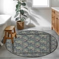 thumbnail image 3 of Blue Boho Round Area Rug 3Ft Washable Small Circle Rugs for Kitchen Entryway, Vintage Ethnic Tribe Abstract Art Floral Non-Slip Carpet Floor Mats Indoor Outdoor Carpet Runner Aesthetic Home Decor, 3 of 8
